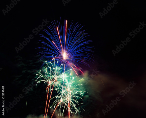 Abstract colored firework background used for overlay new year festival