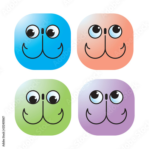 cartoon face icons with fishing hooks vector illustration