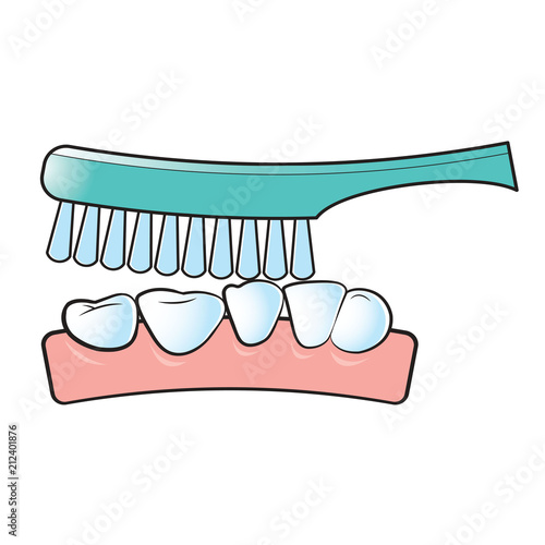 isolated teeth with tooth brush vector illustration