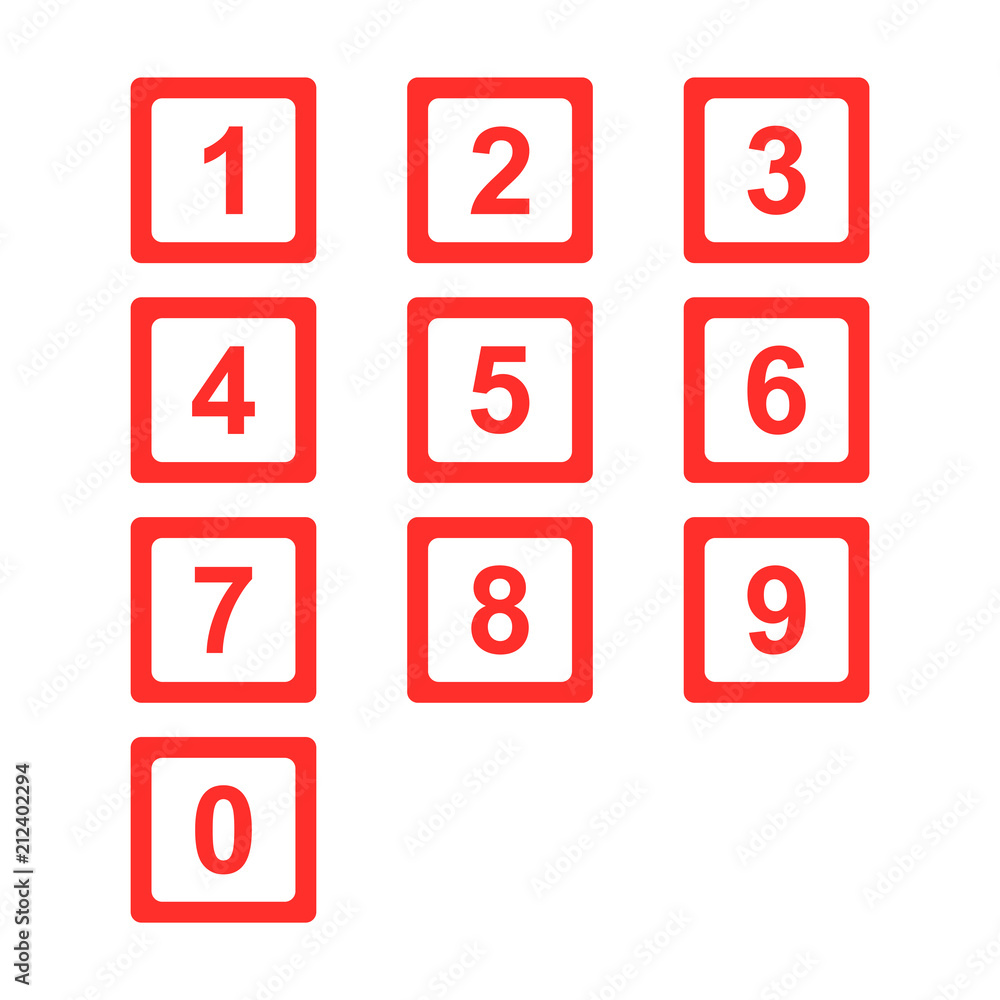 red number set isolated vector red number set isolated vector