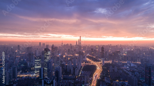 Aerial View of Shanghai city in the dawn © Bob