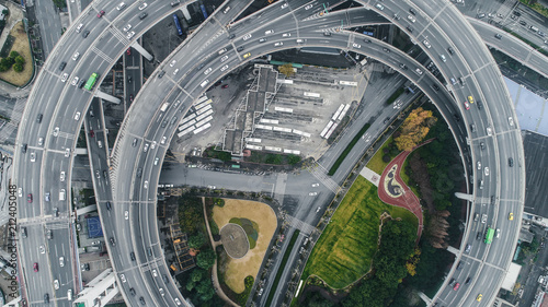 aerial view of Nanpu Bridge in Shanghai