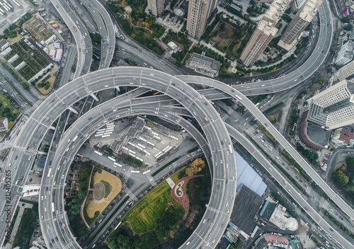 Photography aerial view of Nanpu Bridge in Shanghai