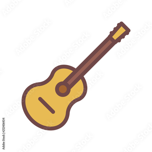 Accoustic guitar thin outline icon. Vector illustration of a musical object