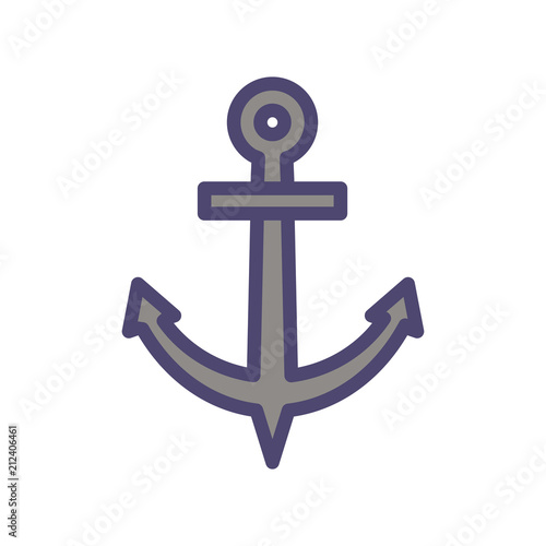 Vector thin outline anchor icon. Minimal outlined illustration for marine, nautical and sea subjects.