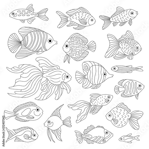A set of cute fish.