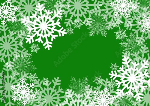 winter snowflake snowy border background design with large and small snow flakes, and beautiful winter look