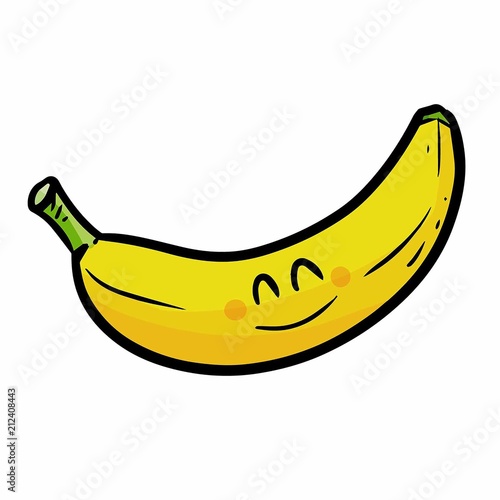 Funny and cute banana smiling happily - vector.