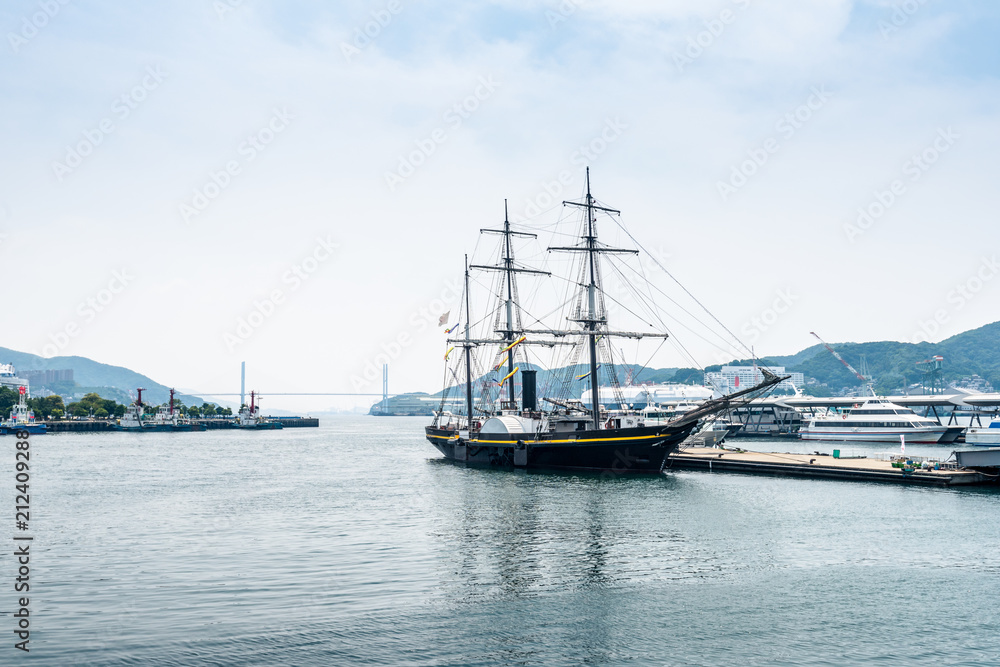 sailboat at port of Nagasaki