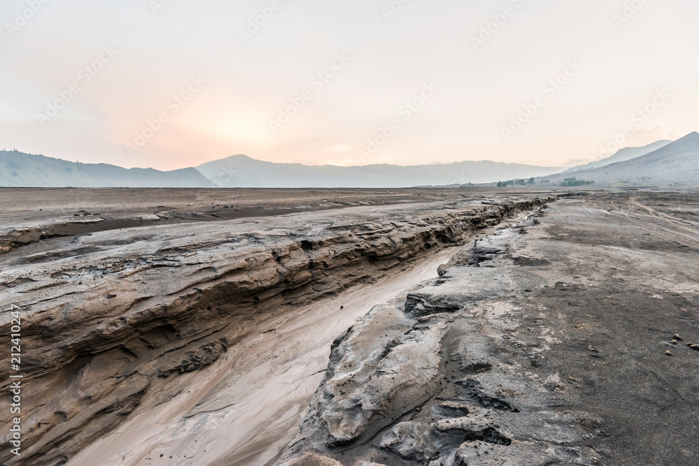 riverbed of  the sand sea of Mount Bromo