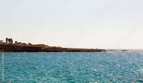 Stone cliff in a beautiful blue sea Cyprus © frizzyfoto