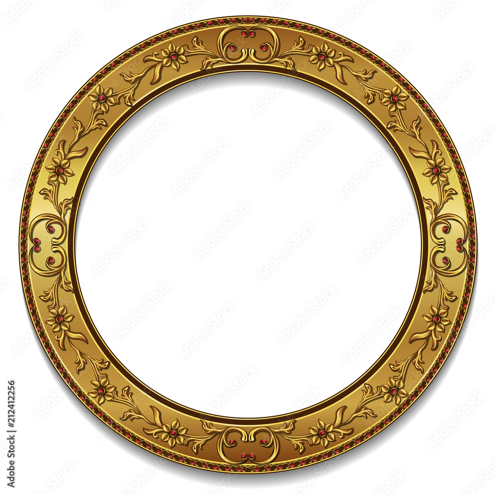 round frame gold color with shadow round frame gold color with shadow