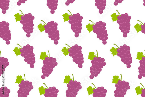 Seamless pattern with Grapes. flat style. isolated on white background