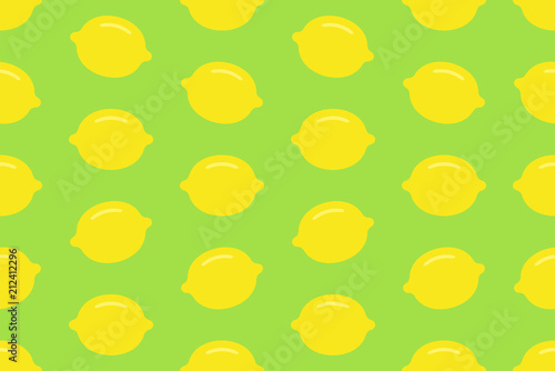 Seamless pattern with Lemon. flat style. isolated on green background