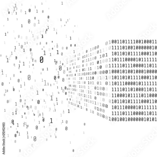 Big data concept. Binary matrix code. Artificial intelligence smart system. Process of sorting data from chaos into an ordered system. Search decision. Vector illustration