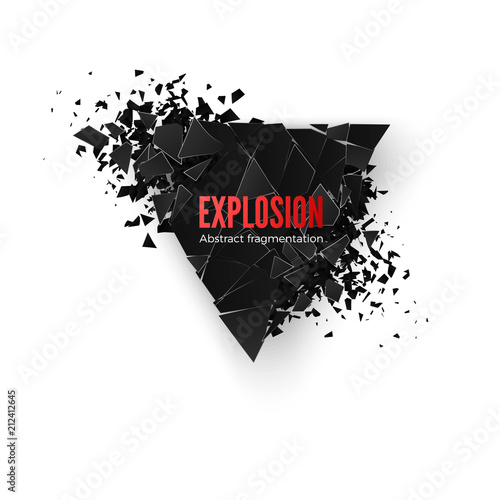 Abstract black triangle explosion pattern. Geometric background. Vector illustration isolated on white background