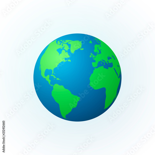 Earth in the form of a globe. Earth Planet icon. Detailed colored world map. Vector illustration isolated on white background © Ihor