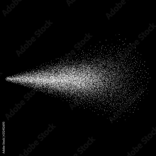 Spray particle texture. Water spray mist effect. Vector illustration isolated on dark background