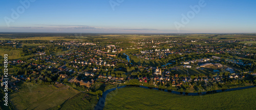 Suzdal, the Golden Ring of Russia. Aerial panorama of Suzdal from the north-western outskirts of the city.