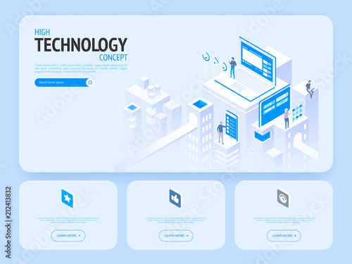 High technology concept. Landing page template.