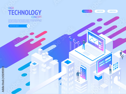 High technology concept. Landing page template.