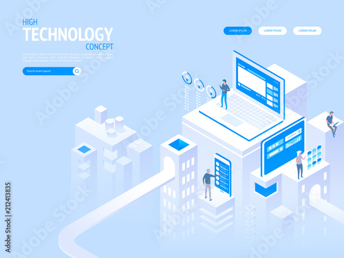 High technology concept. Landing page template.