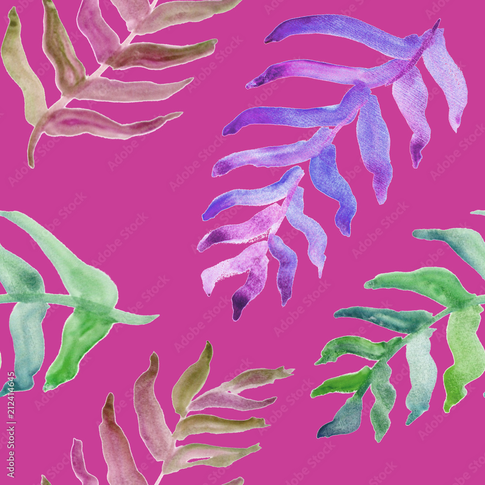 Summer tropical pattern, background with palm leaves.