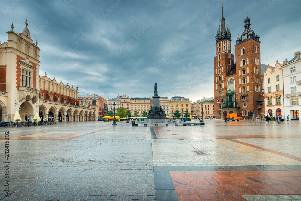 Obraz Poland, the center of Krakow, the main attractions of the city on a cloudy day fototapeta, plakat