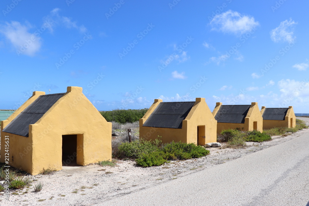 Historic salt slave huts in Bonaire