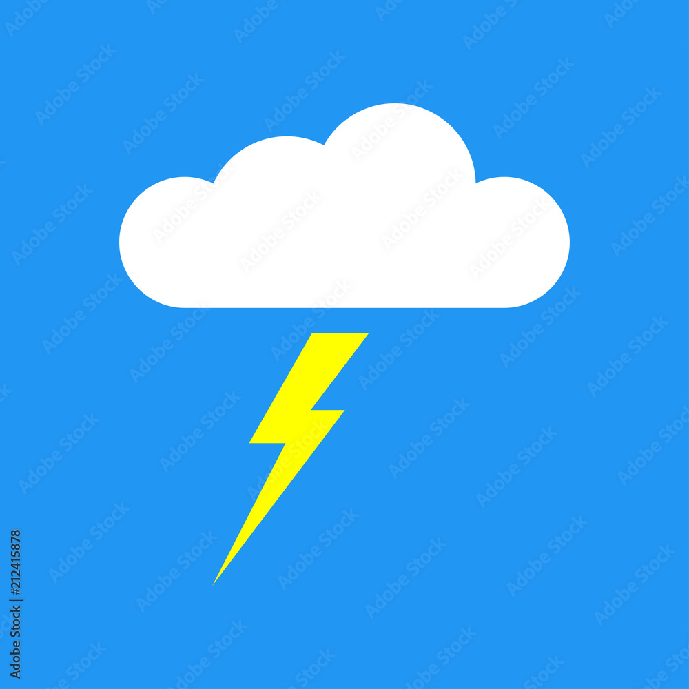 Cloud with lightning bolt or thunder icon. Vector illustration. Cloud with lightning bolt or thunder icon. Vector illustration.