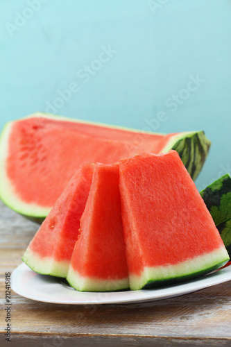 Few slices of fresh watermelon, closeup 