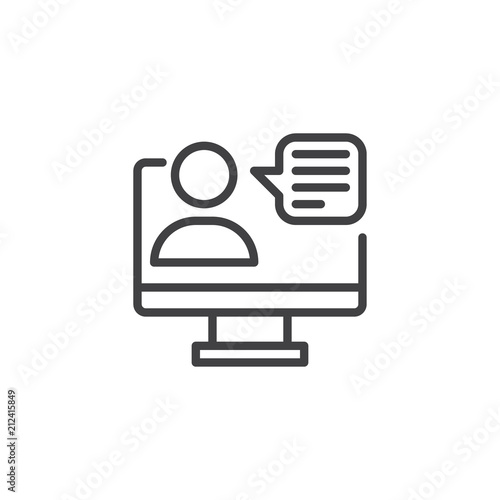 Video conference outline icon. linear style sign for mobile concept and web design. monitor user simple line vector icon. Symbol, logo illustration. Pixel perfect vector graphics