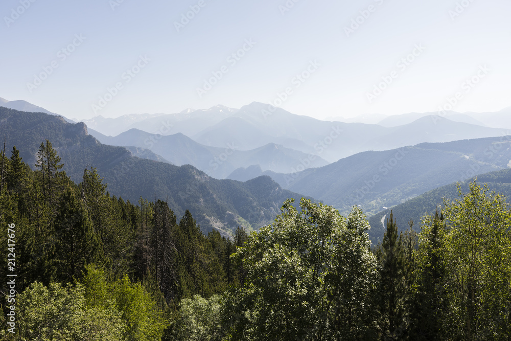 Landscape on the Coll de la botella in area Pal Arisal in Andorra
