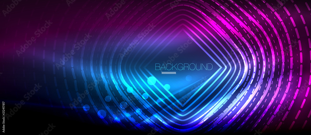 Neon glowing wave, magic energy and light motion background. Wallpaper template, hi-tech future concept Neon glowing wave, magic energy and light motion background. Wallpaper template, hi-tech future concept