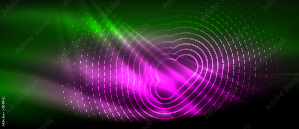 Neon glowing wave, magic energy and light motion background. Wallpaper template, hi-tech future concept Neon glowing wave, magic energy and light motion background. Wallpaper template, hi-tech future concept