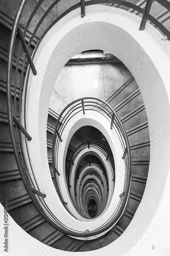 View of the upper part of a spiral staircase
