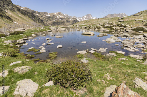 Landscape with a Pond in the Ordina Arcalis area in Andorra