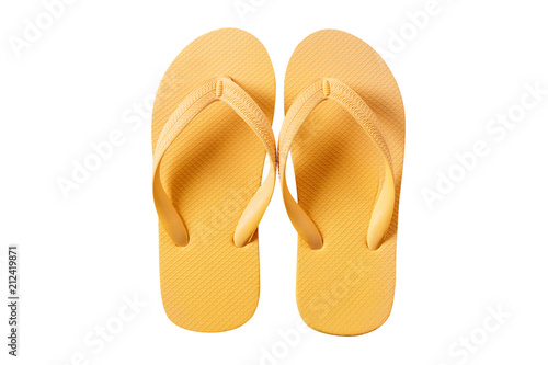 Flip flops yellow isolated on white background top view