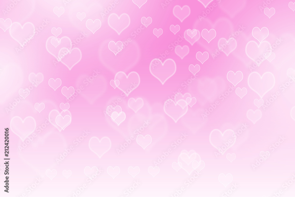 Pink heart bokeh abstract background