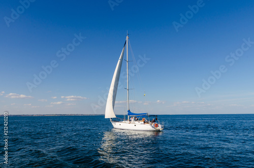 Seascape with white yacht on the sea in Odesa © zyoma_1986