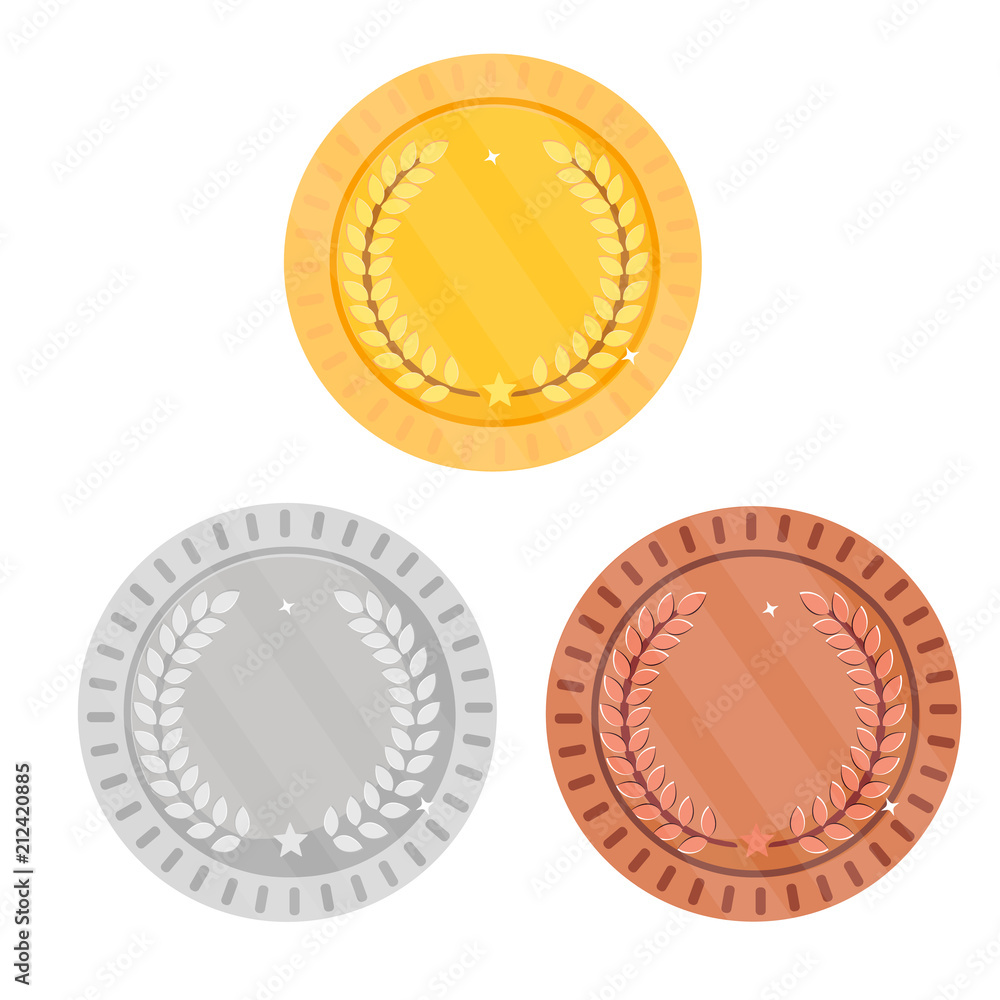 Medals, coins. Gold, silver, bronze, isolated on white background. vector Medals, coins. Gold, silver, bronze, isolated on white background. vector