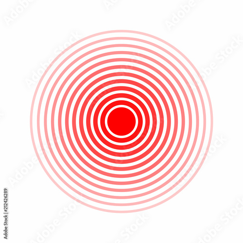 Pain concentration icon. Red rinds. Symbol of throbbing pain. Design for medical painkiller pills, muscle, stomach, toothache and other