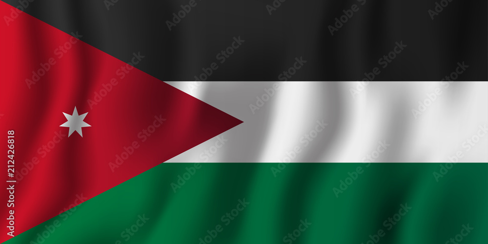 Jordan realistic waving flag vector illustration. National country background symbol. Independence day Jordan realistic waving flag vector illustration. National country background symbol. Independence day
