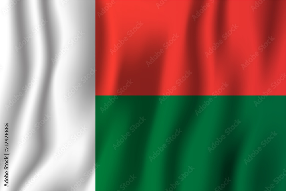 Madagascar realistic waving flag vector illustration. National country background symbol. Independence day Madagascar realistic waving flag vector illustration. National country background symbol. Independence day