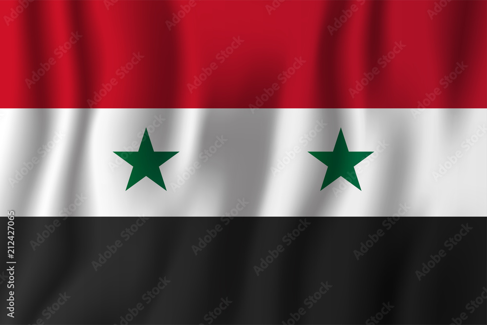 Syria realistic waving flag vector illustration. National country background symbol. Independence day Syria realistic waving flag vector illustration. National country background symbol. Independence day