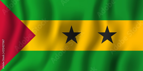 Sao Tome and Principe realistic waving flag vector illustration. National country background symbol. Independence day