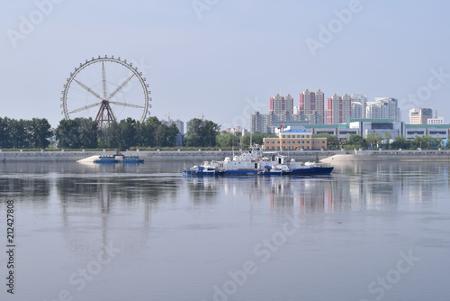 amur river. View of the Chinese city of Heihe from the Russian coast