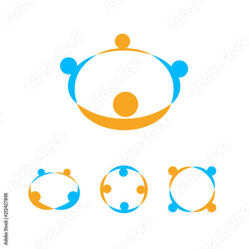 Holding hands logo template, people community sign, helping hands icon, people union vector emblem set.