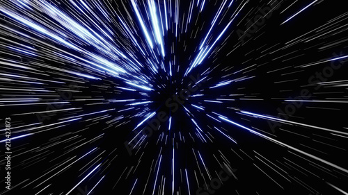 Fotografía Particle or space traveling. Particle zoom background