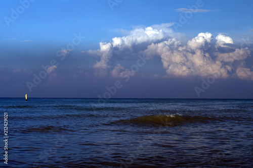 Fototapeta Naklejka Na Ścianę i Meble -  sea,sky,horizon,clouds,white,blue,wind,panorama,view